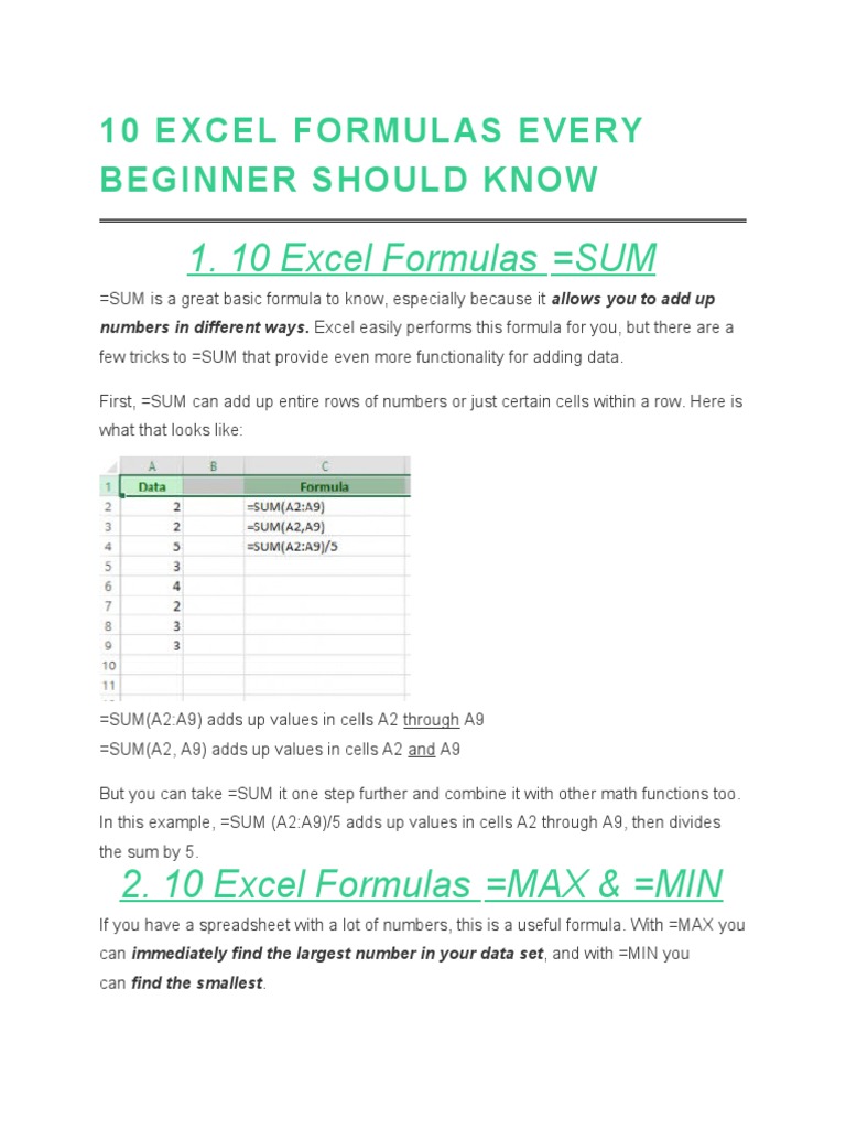 10 Essential Excel Formulas You Need To Know