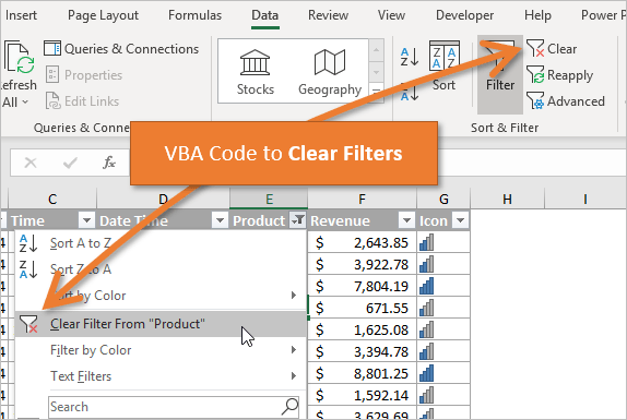 Clear Filter Excel Sheet VBA