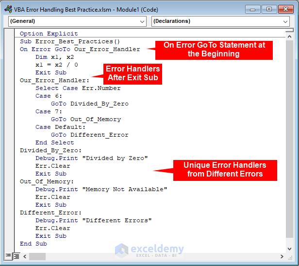 Excel error handling