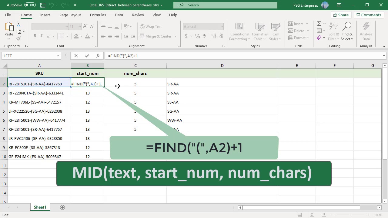 Excel Text Between Parentheses Tricks