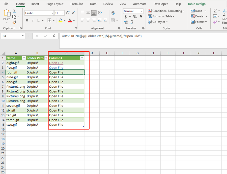 File Paths Excel