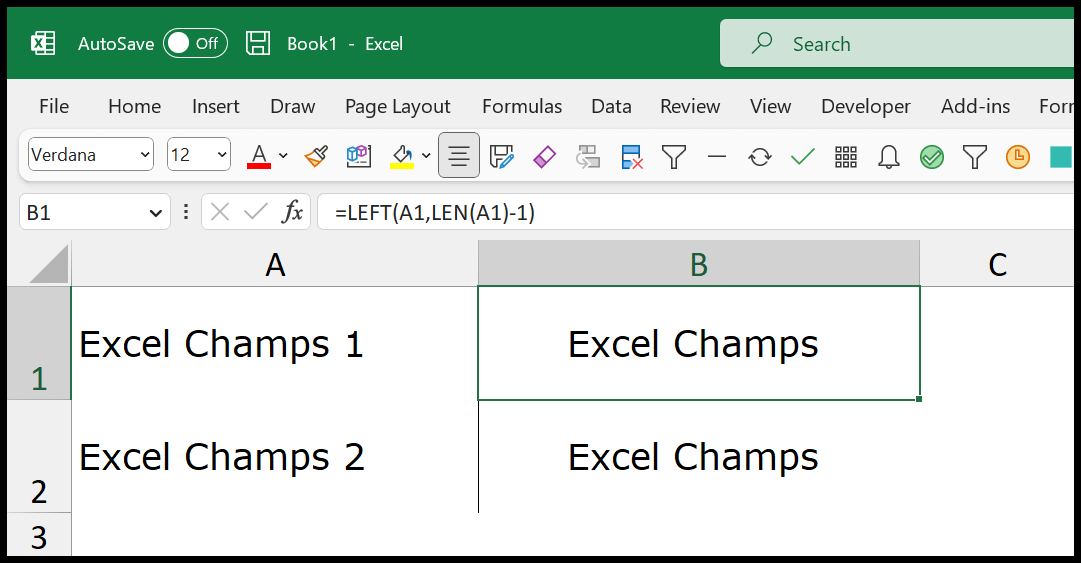 Excel formulas to remove last N characters