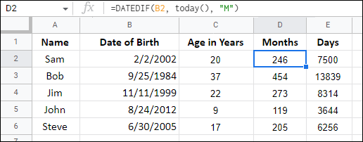 4 Ways To Calculate Age In Google Sheets