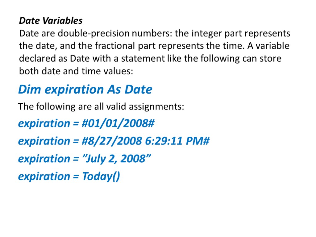 Integer Part Represents Date