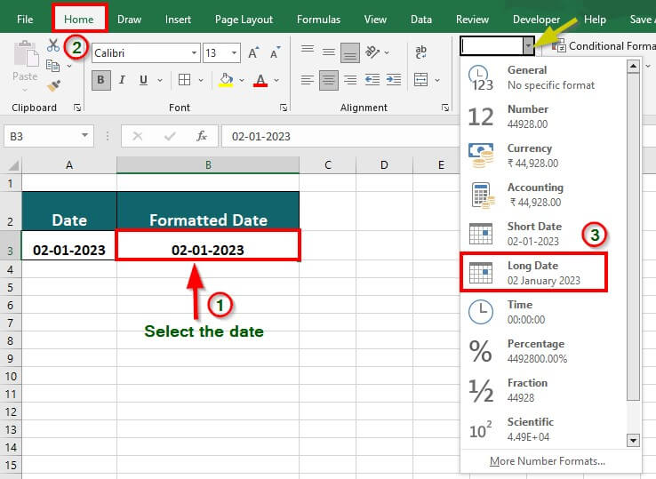 Excel Date Formatting Examples