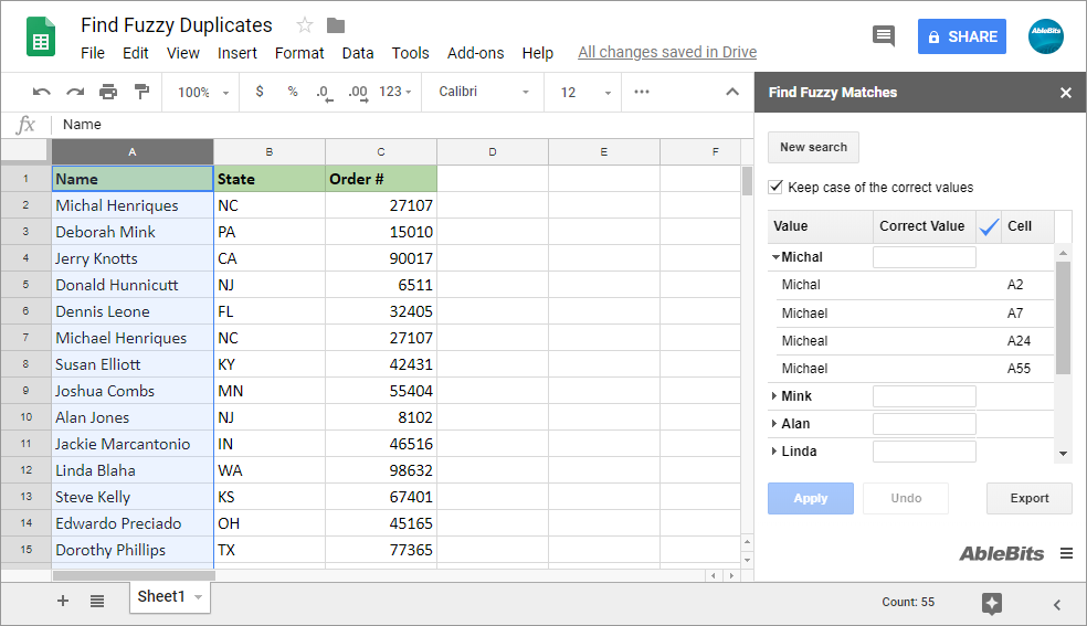 Fuzzy Matching in Google Sheets