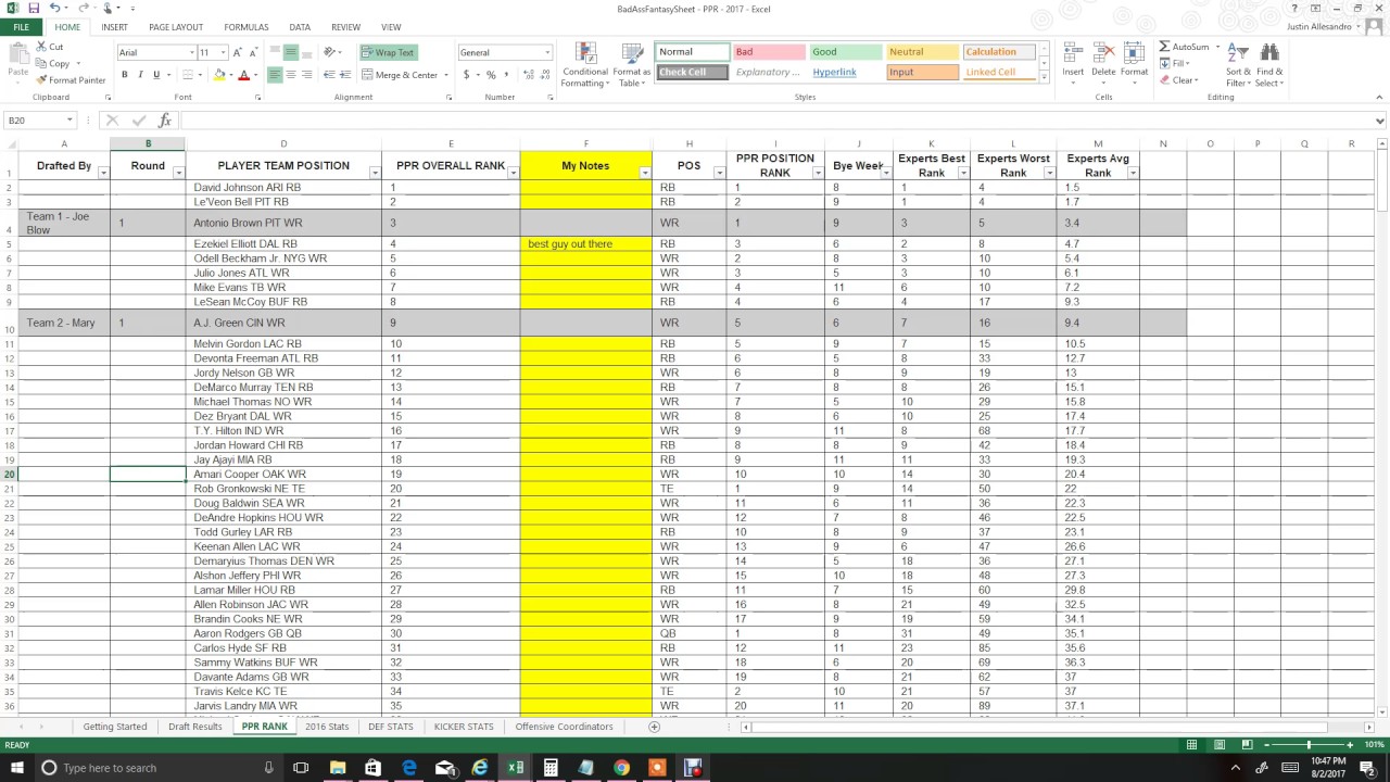 5 Easy Fantasy Football Excel Sheet Hacks