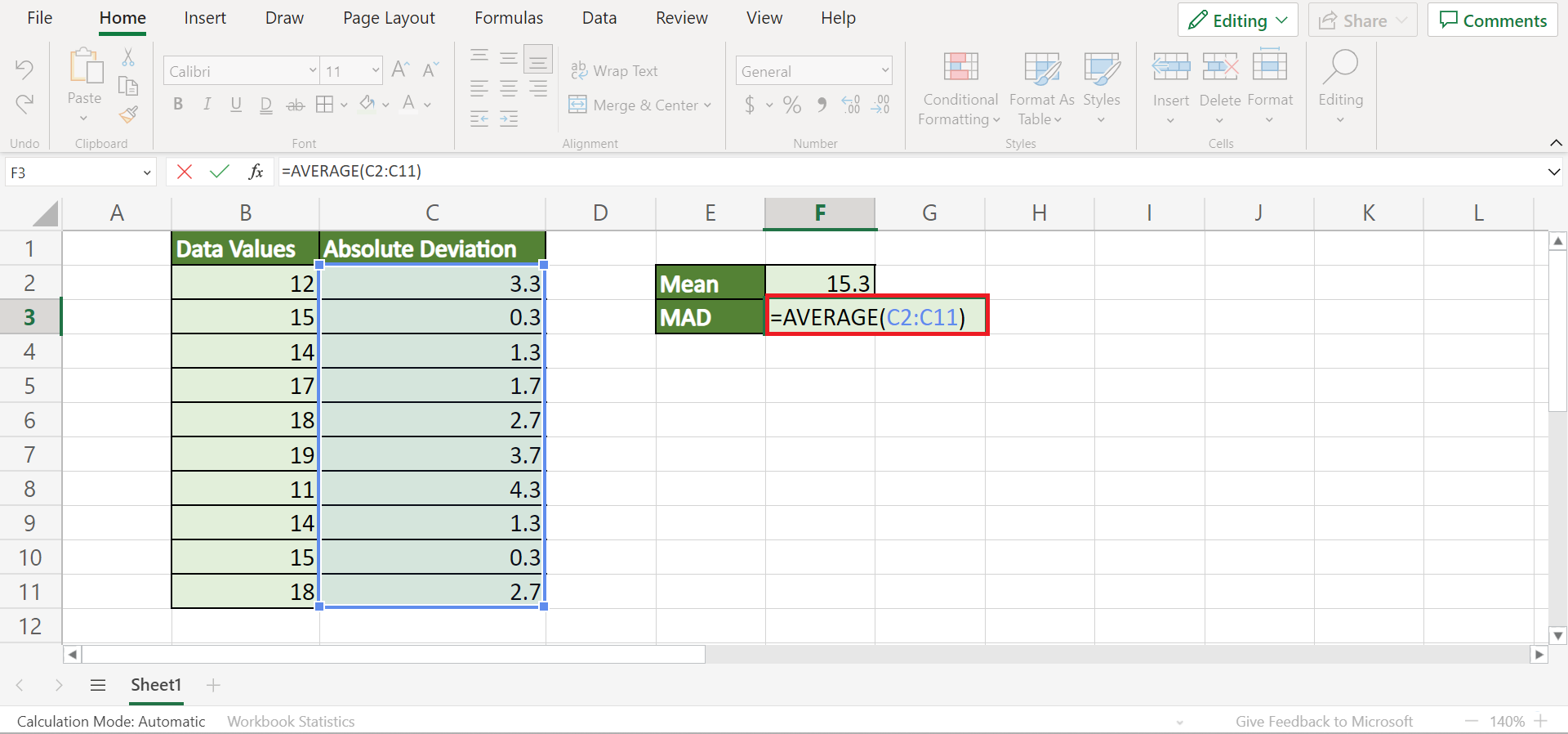 5 Easy Ways To Calculate Mean Absolute Deviation In Excel