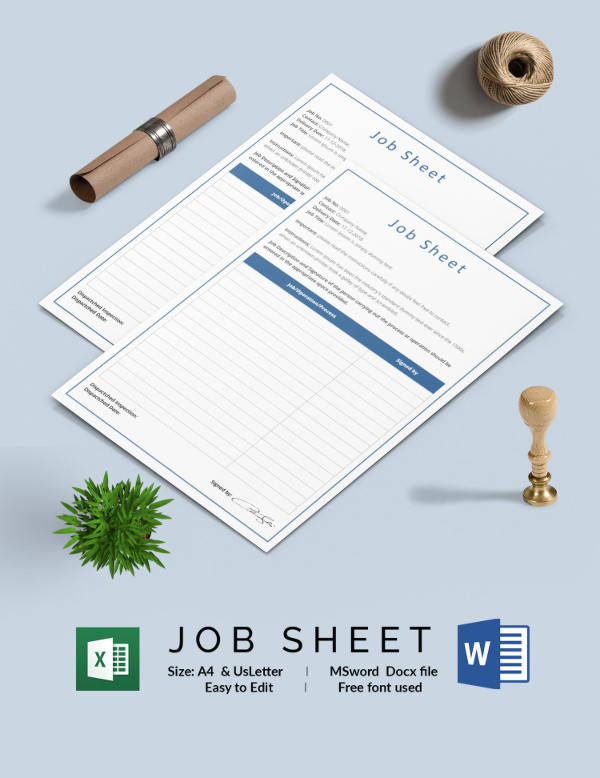 5 Job Sheet Templates In Word