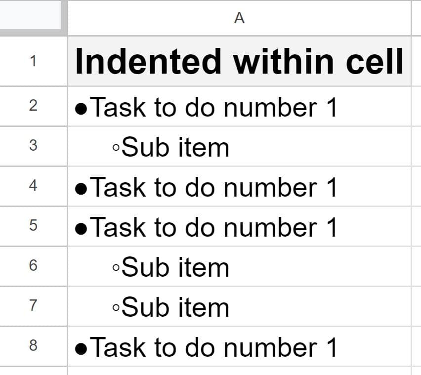 5 Ways To Create Bulleted Lists In Google Sheets Cells