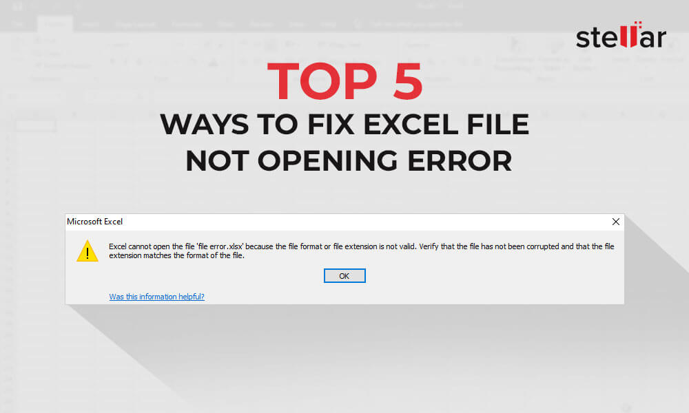 5 Ways To Fix Cant Open Excel File Error