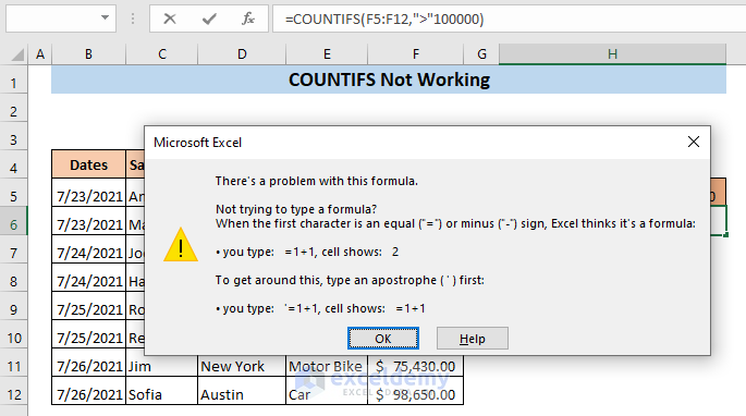 5 Ways To Fix Countifs In Excel Not Working