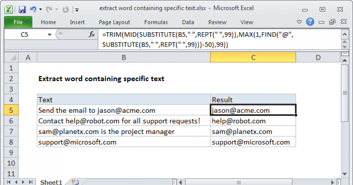 Excel Formulas for Text Extraction