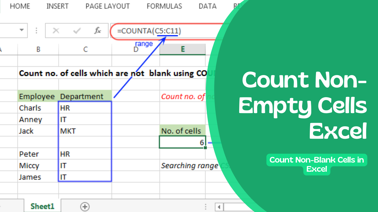 Count non-blank cells in Excel