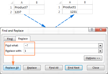 Excel Find and Replace feature example