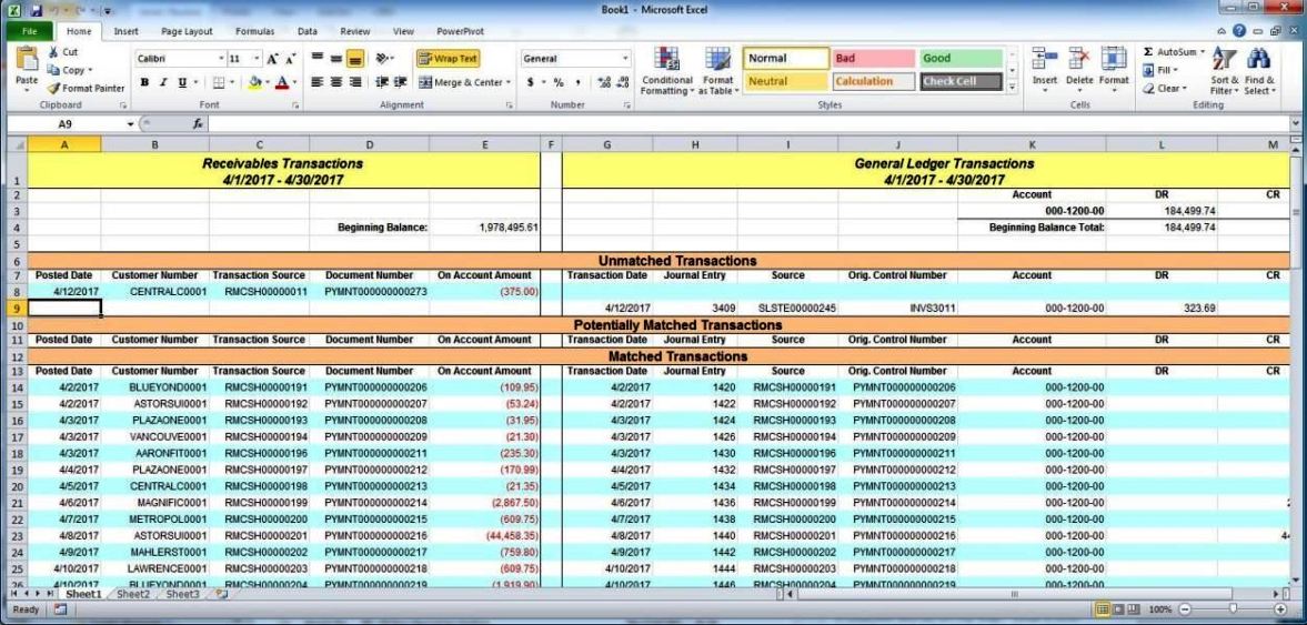 Excel Reconciliation Template