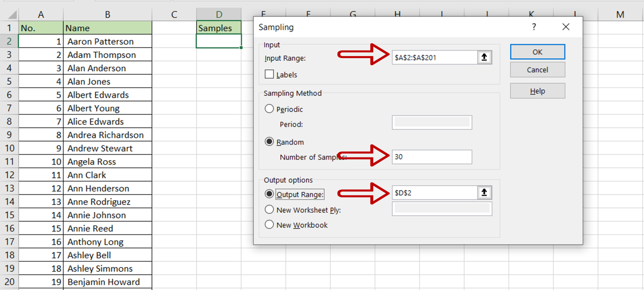 Random Sampling Techniques in Excel