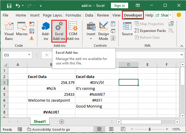 RMSD Excel Add-in