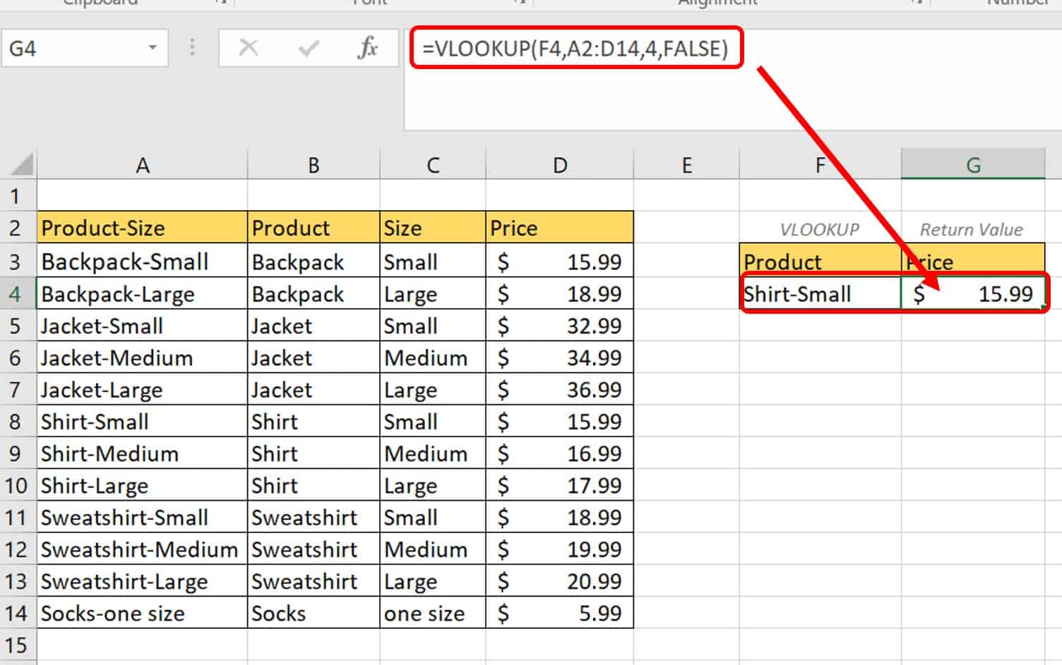 VLOOKUP Formula