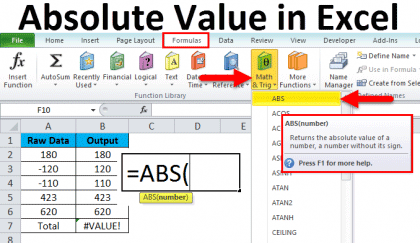 Absolute value in Excel