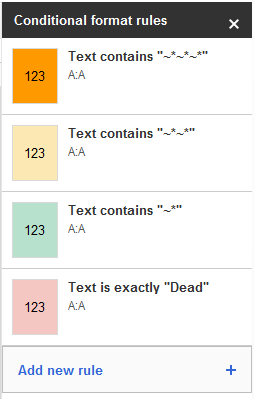 Asterisk Conditional Formatting