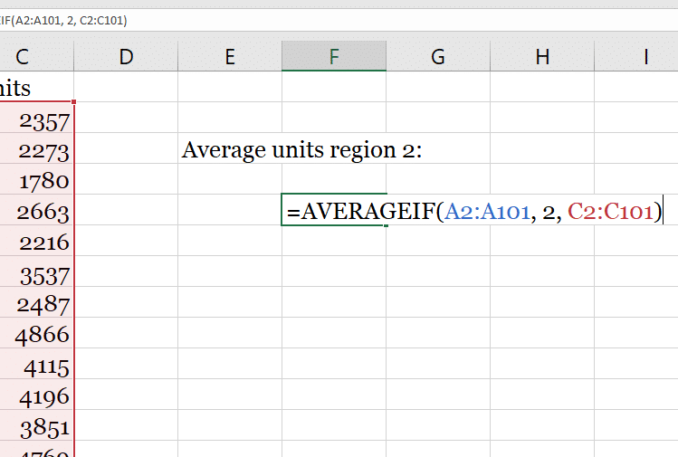 AVERAGEIF Function in Excel