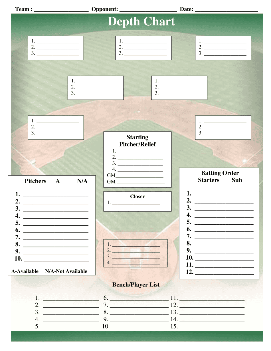 Baseball Depth Chart Template Excel Examples