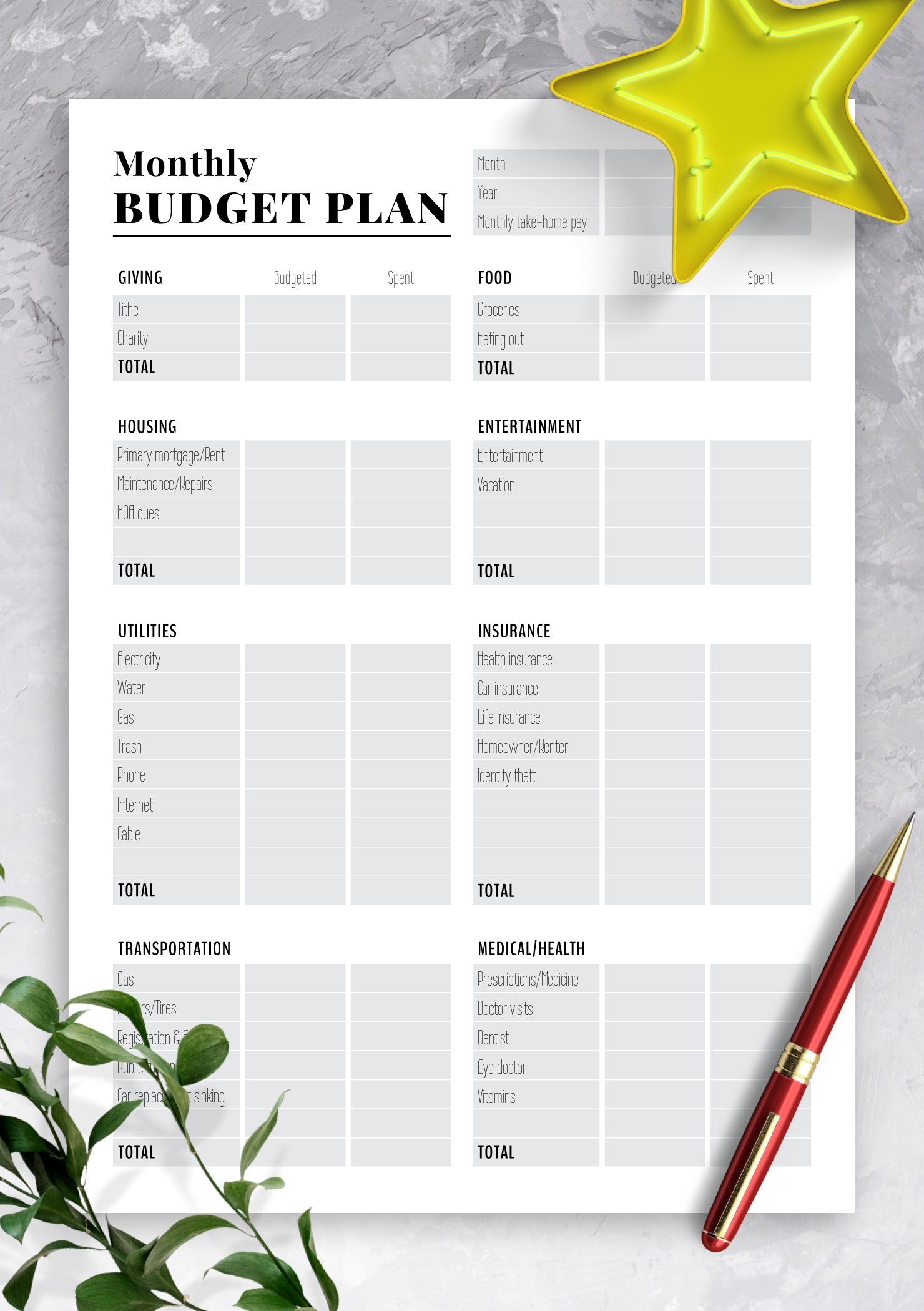 budget plan