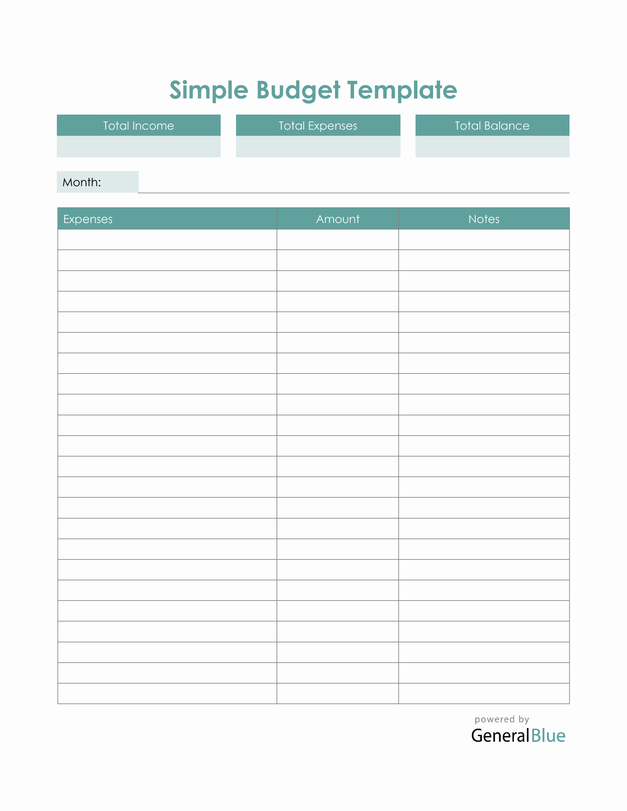 Budget Template Word