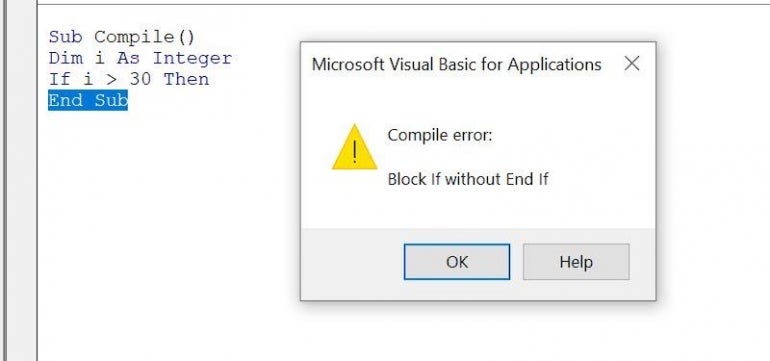 Common VBA Errors