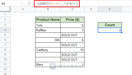 Count Non-Blank Cells In Google Sheets With Countif