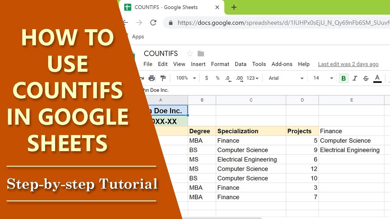 COUNTIFS with Multiple Criteria in Google Sheets