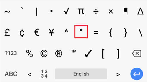 Degree Symbol Formula