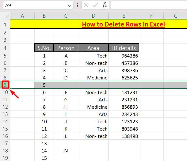 Delete Rows in Excel