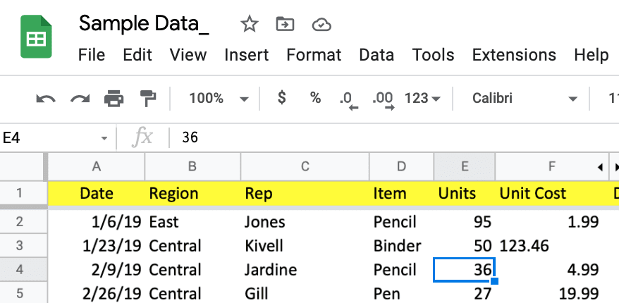 Divide numbers in Google Sheets