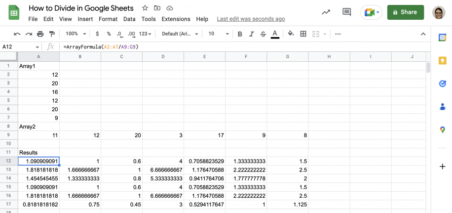 Divide Numbers In Google Sheets Made Easy