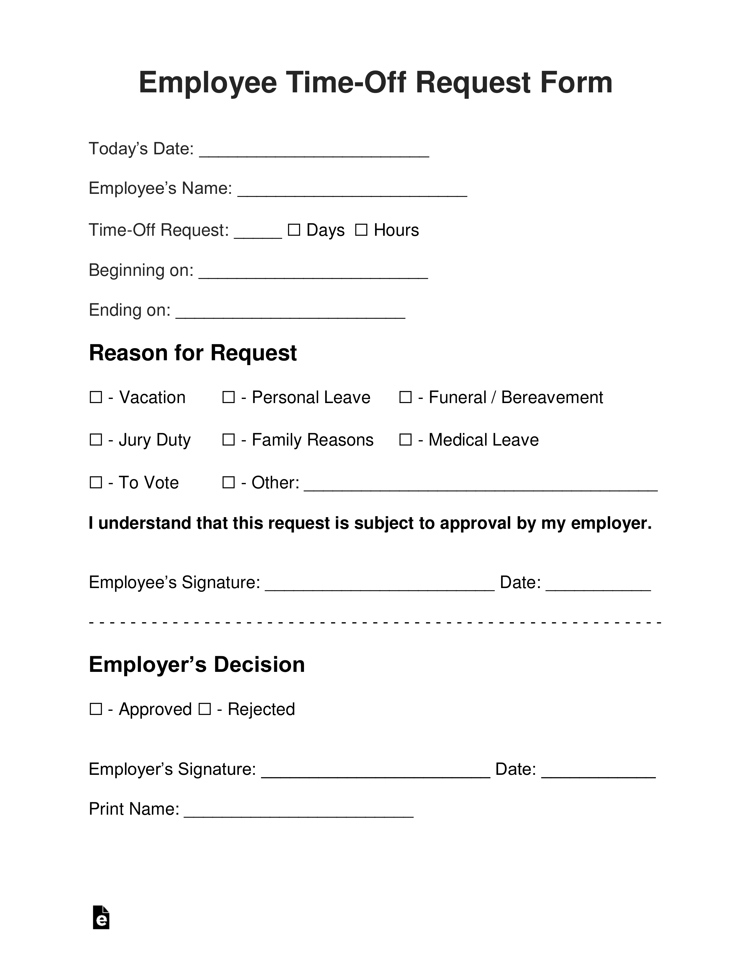 Employee Time-Off Request Template