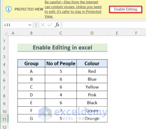 Enable Editing In Excel Automatically With One Click