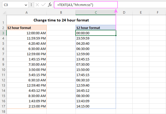 Excel 24-Hour Format