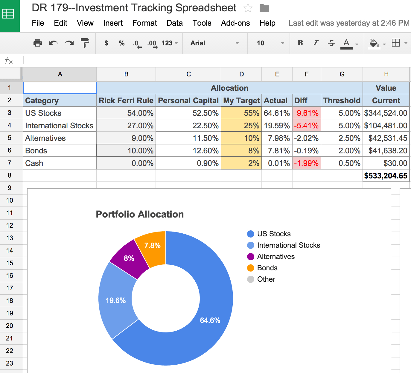 Excel 401k Investment Tracking