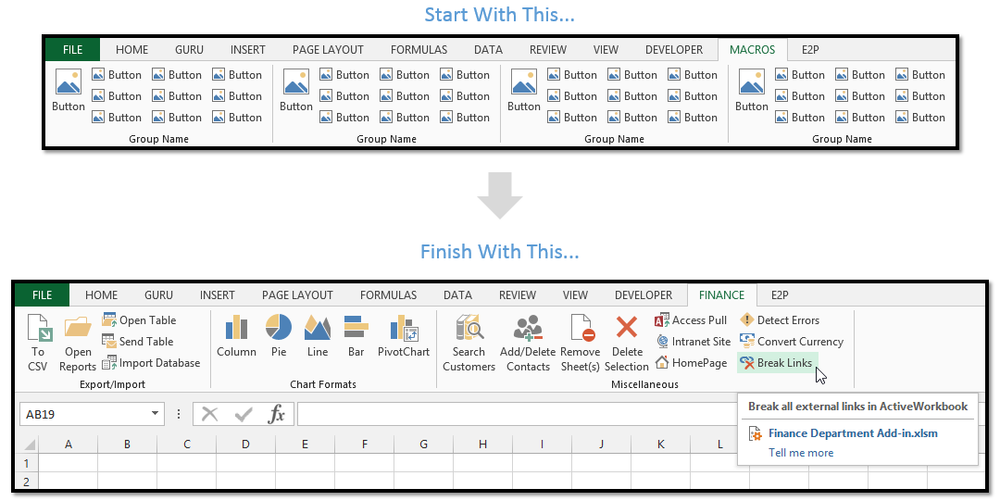 Excel add-in creation with ribbon