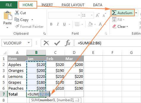 Excel Autosum Formula Manual Alternative