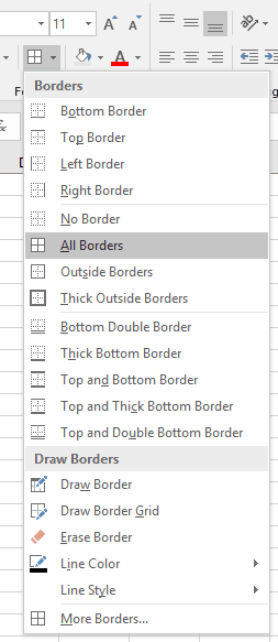 Excel Border Shortcut Errors