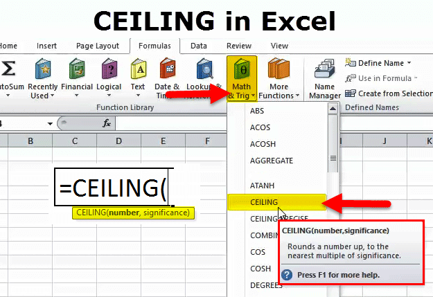 Excel CEILING function