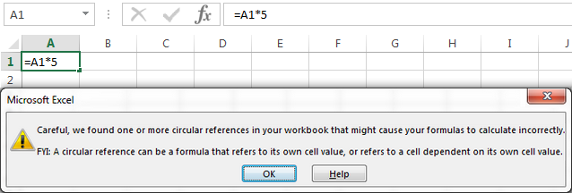 Excel Circular Reference Warning