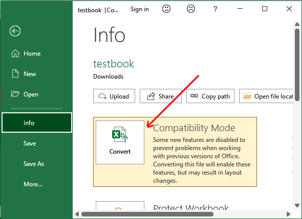 Excel Compatibility Mode