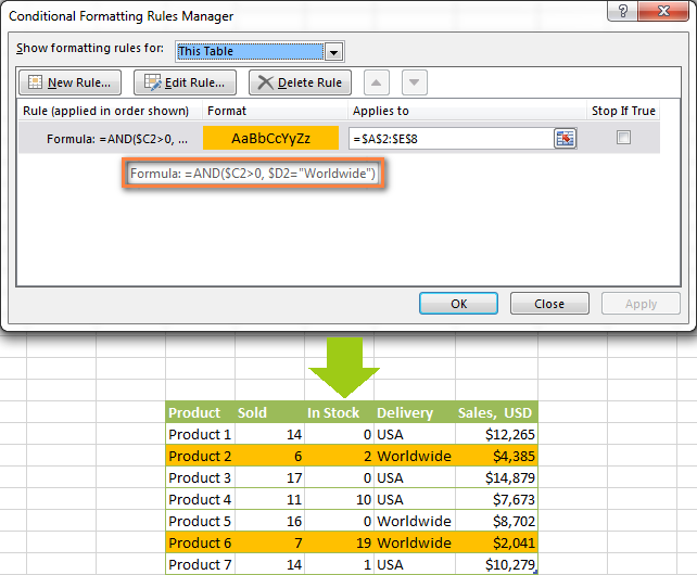 Excel Conditional Formatting with Formula