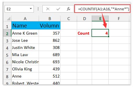 Excel Countif Partial Text Match Formula