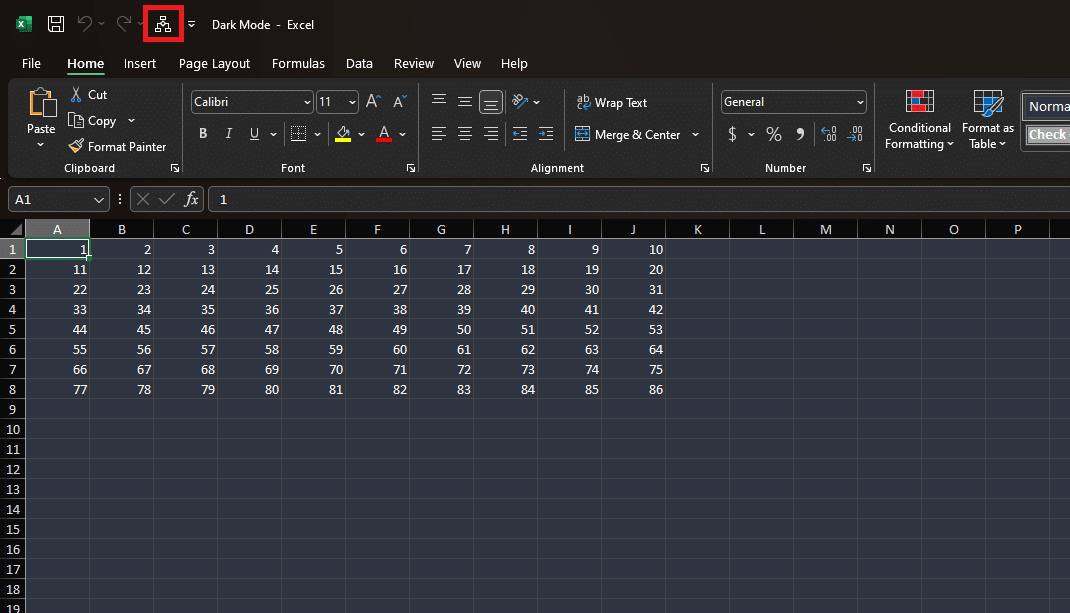 Excel Dark Mode Menu