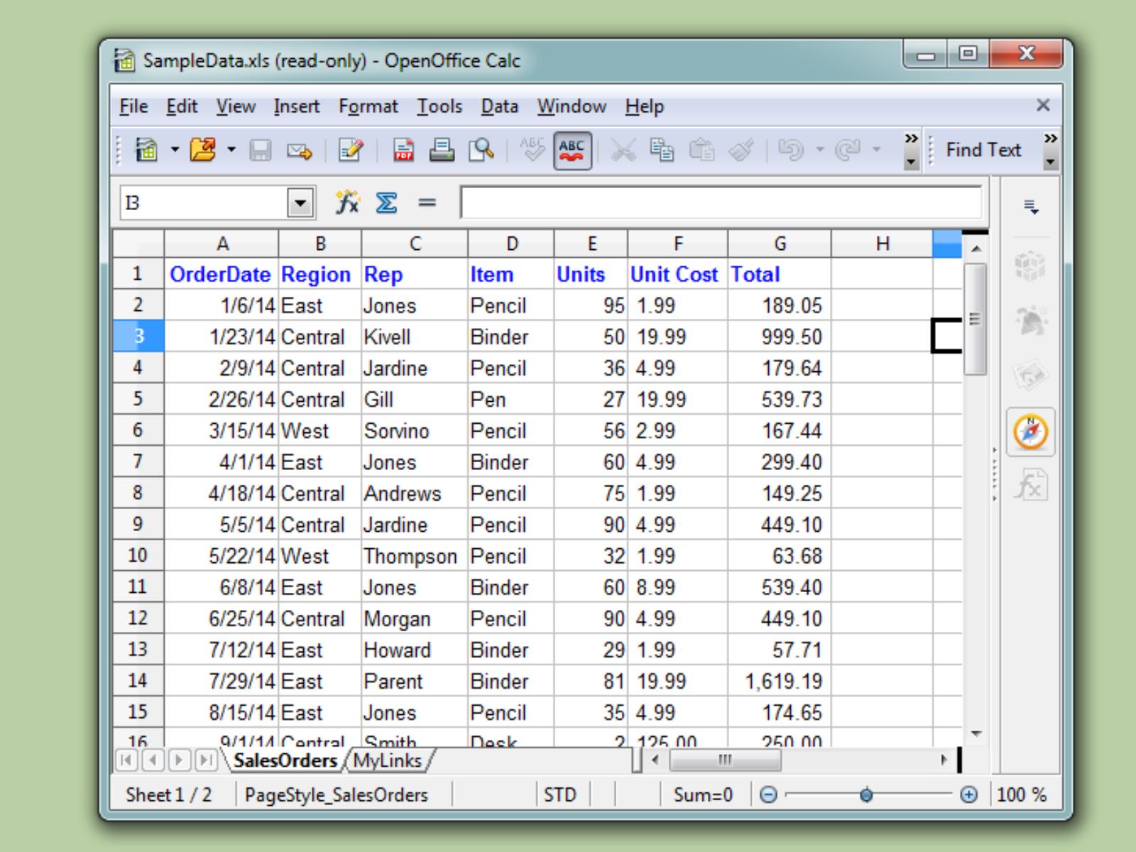 Excel Database Example 2